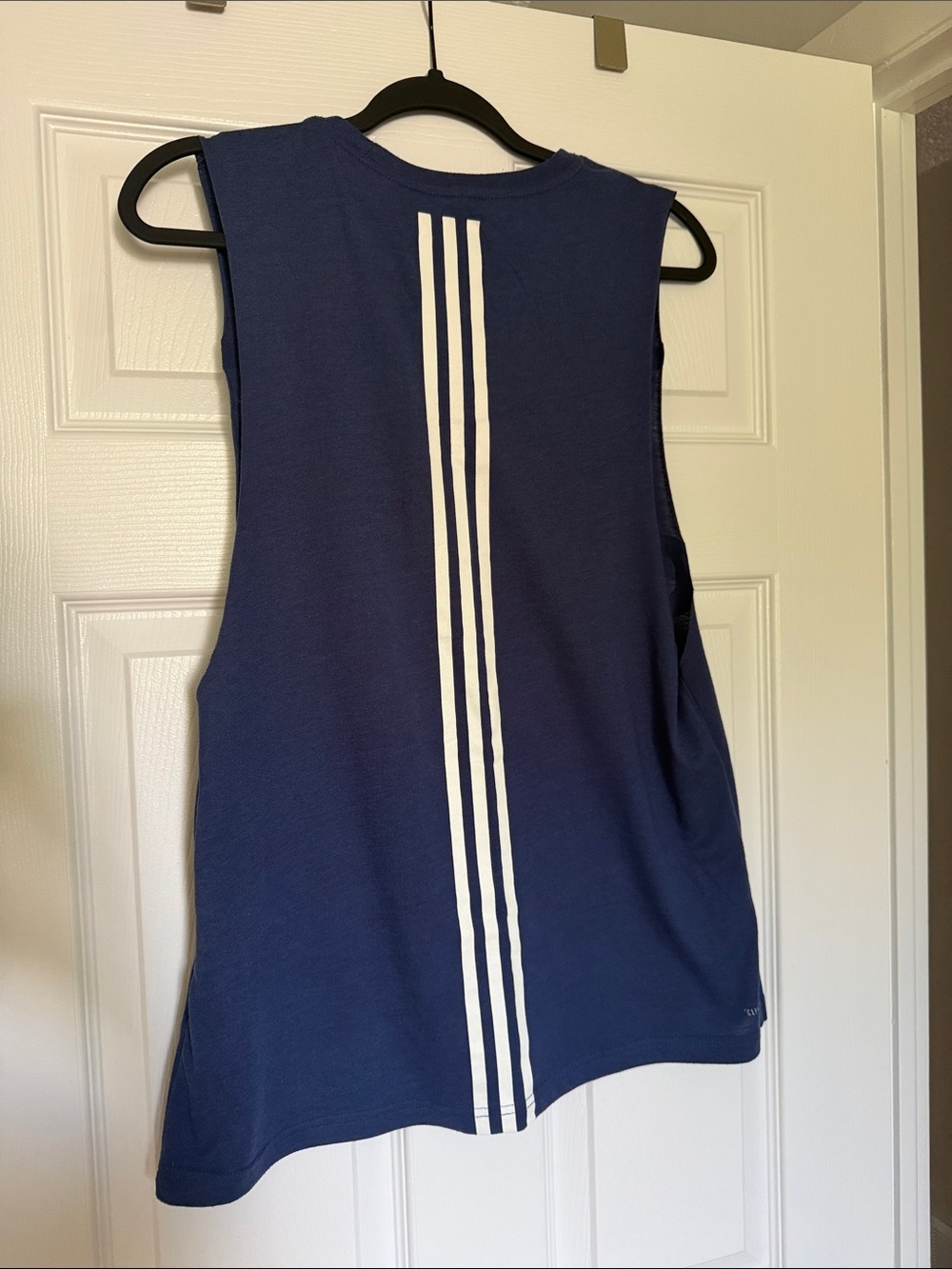 adidas Navy Tank Top with White Triple-Stripe Back